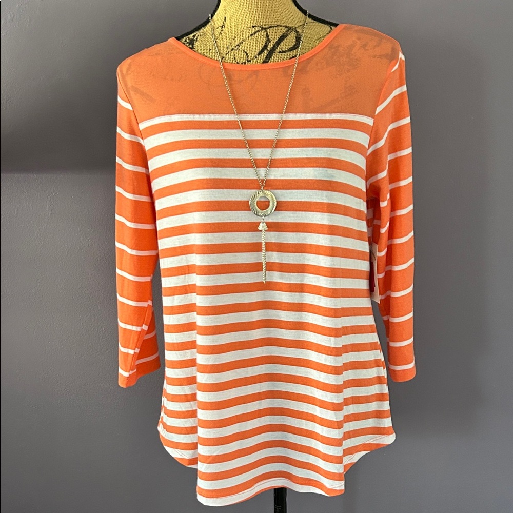 Orange Striped Women's Top